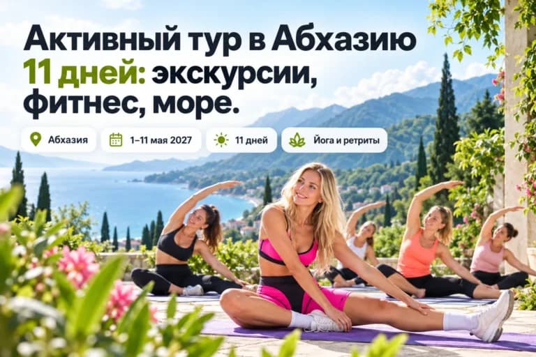 Активный тур в Абхазию 11 дней: экскурсии, фитнес, море